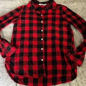Buffalo plaid button front shirt M black & red plaid checks the classic ON
